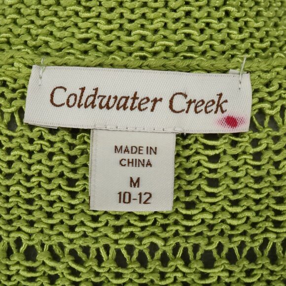 Coldwater Creek Sweater Womens Medium 10 12 Lime Green Cardigan Nautical Beach - Picture 3 of 13